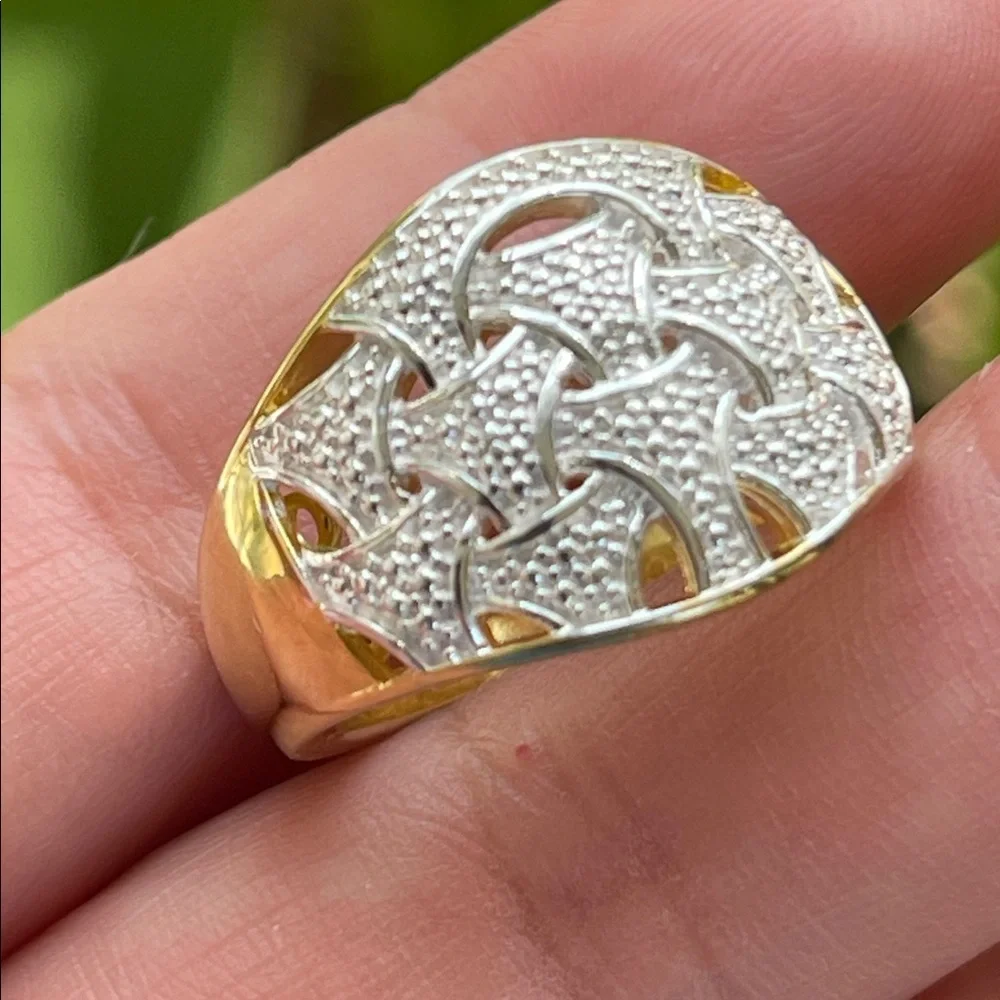 Karis Diamond Accent Fancy Ring in 18K YG Plated and Platinum Bond Size 8 - Picture 12 of 14